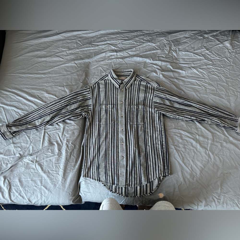 The Territory Ahead Black and White Striped Men's Shirt